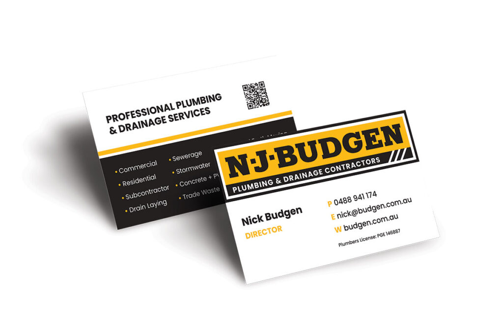 Business Card Design for N J Budgen Plumbing and Drainage Contractors